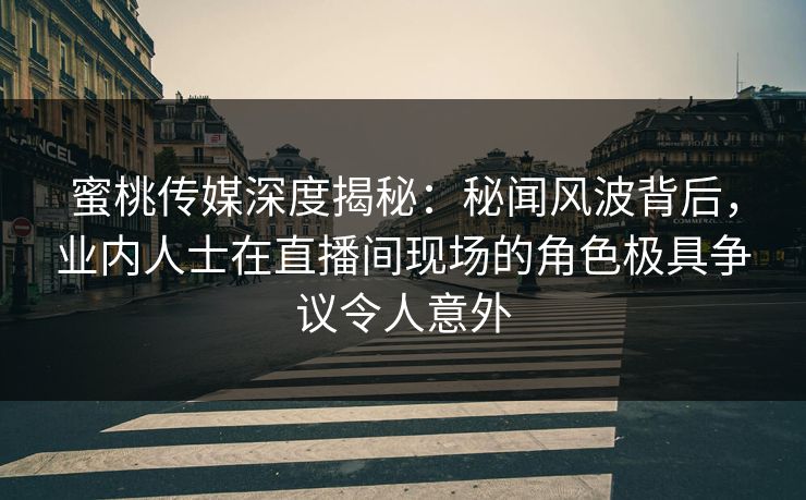蜜桃传媒深度揭秘：秘闻风波背后，业内人士在直播间现场的角色极具争议令人意外